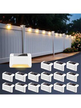 Solar Deck Lights Outdoor Waterproof LED Step Lights Fence Patio Garden
